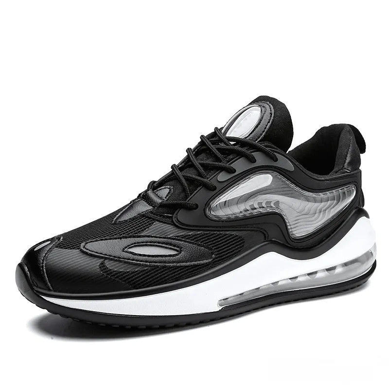 Men's casual shoes with air cushion soles in Space Black colour showing height increasing design