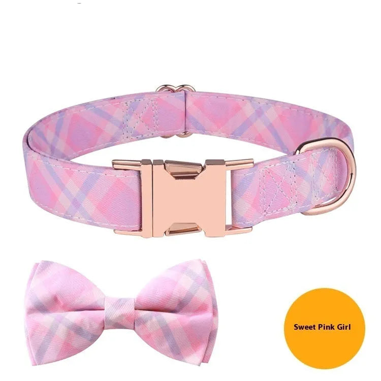 Pet Supplies rose gold buckle bow pet collar in polyester, pink girl colour, on white background