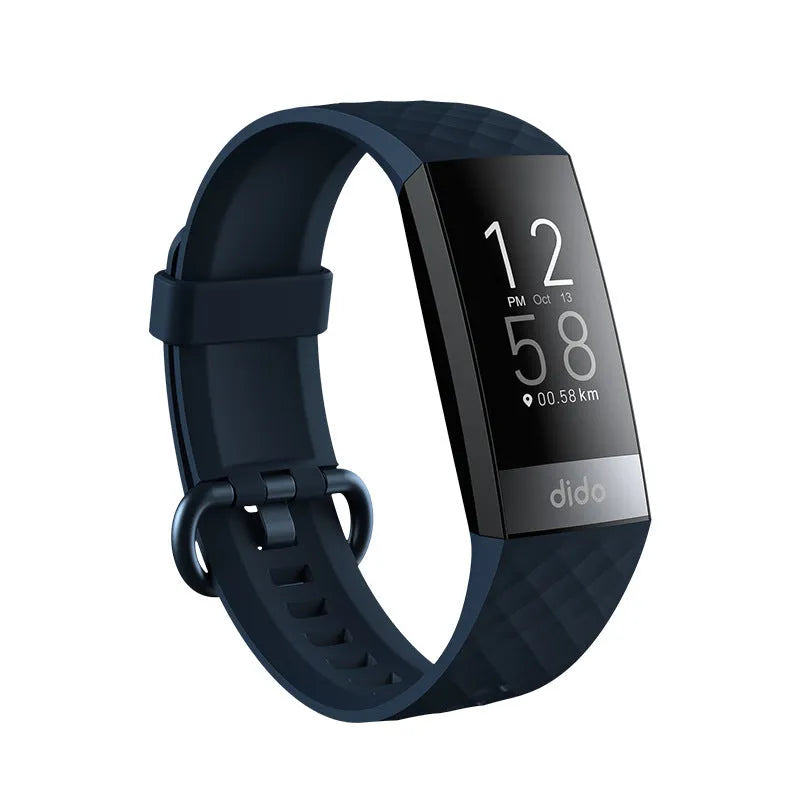 Black smart bracelet with 1.1-inch screen for blood pressure, ECG, heart rate and blood oxygen monitoring