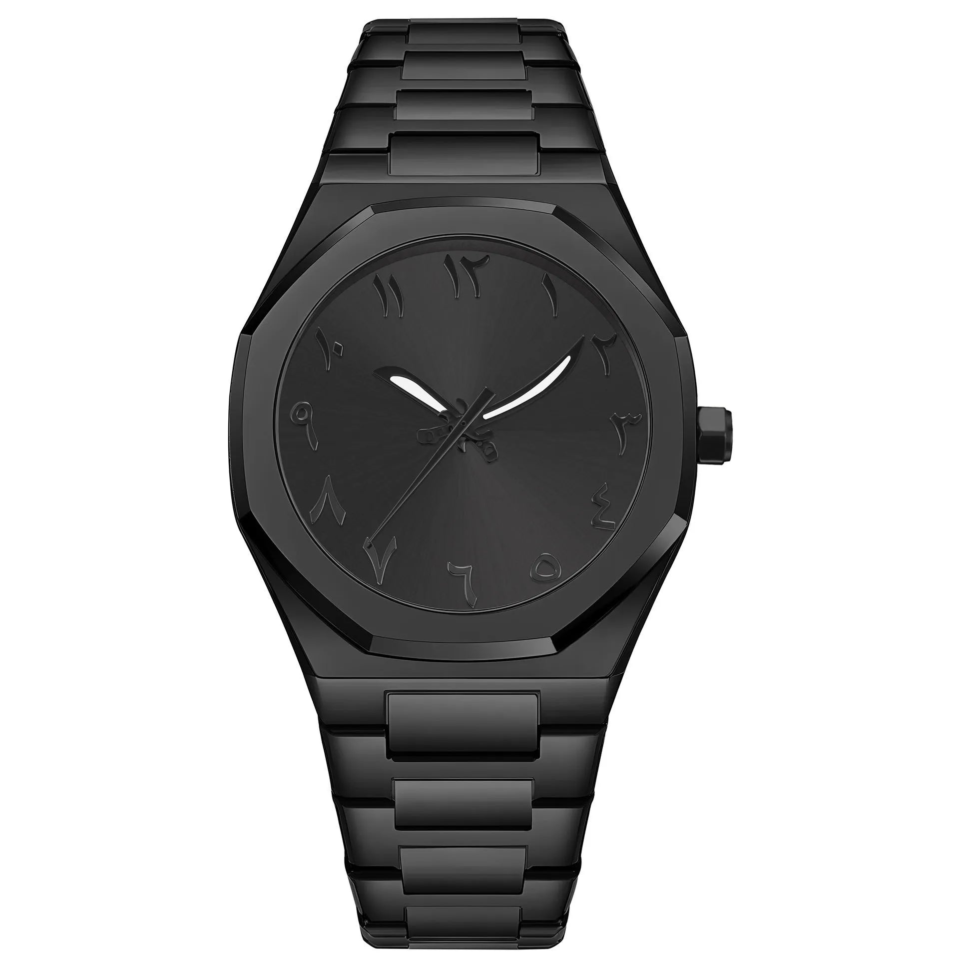 Men's business casual steel belt quartz watch showing 10mm thickness and professional dial design