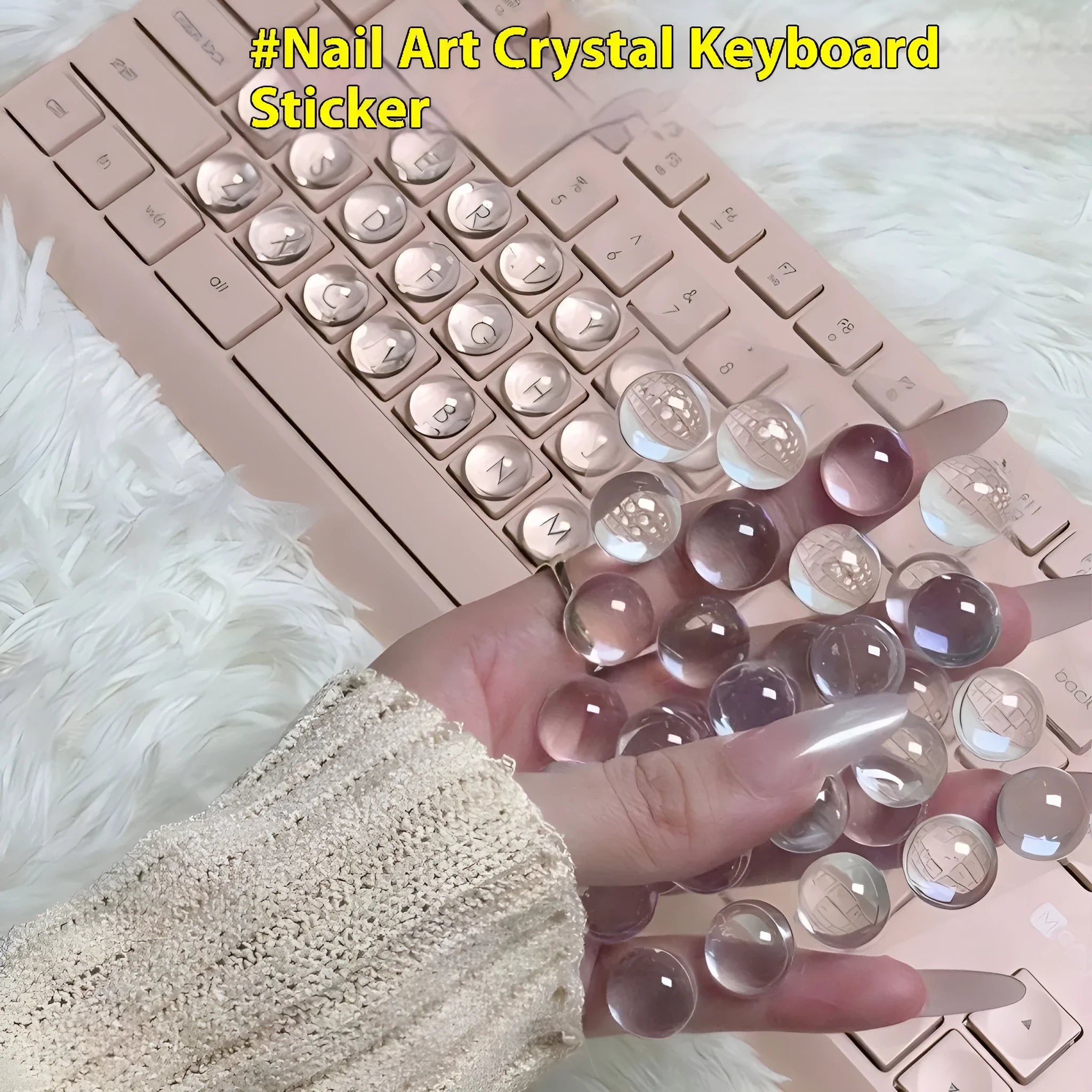Clear crystal glass ball dome PVC keyboard stickers in two sizes for universal fit