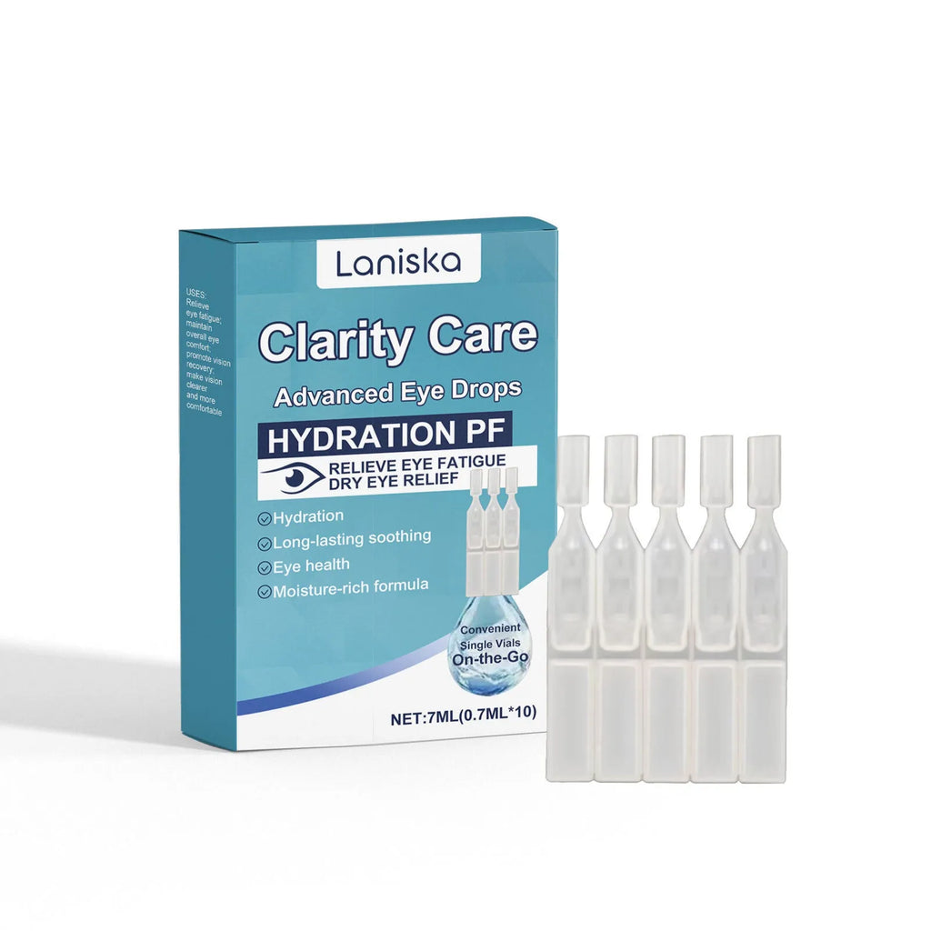 Bottle of moisturizing eye drops with mint leaf extract and sodium hyaluronate formula