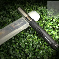 Portable flamethrower metal outdoor lighter in black with frosted finish and child lock