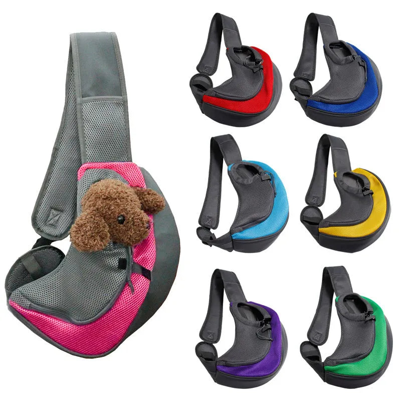 Mesh Oxford pet carrier sling bag single shoulder for small dogs and cats black colour