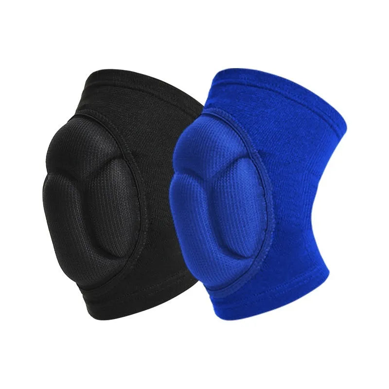 Black and blue thick sponge knee pads for dance sports protection