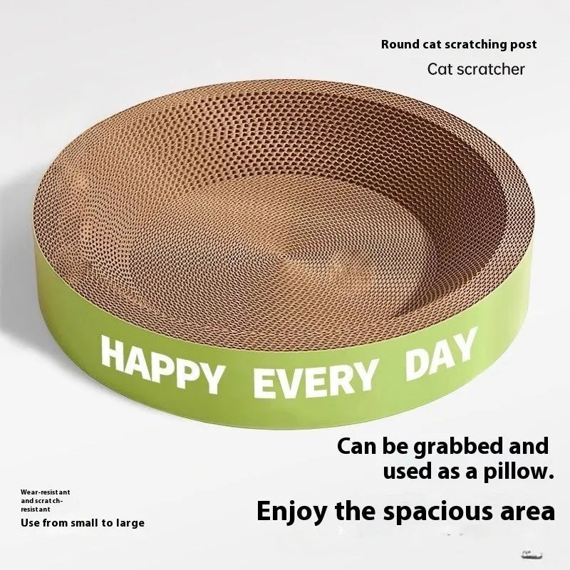 Green circular cat nest with integrated sisal scratching surface in 50cm and 55cm sizes