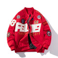 Motorcycle baseball uniform jacket with detachable hood and side seam pockets in black colour