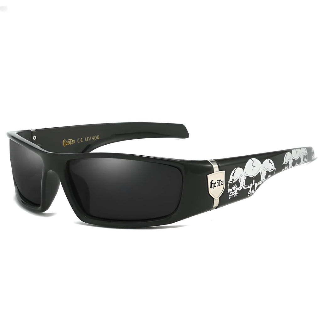 Bandit style West Coast hip hop polarized sunglasses with box frame in multiple colours