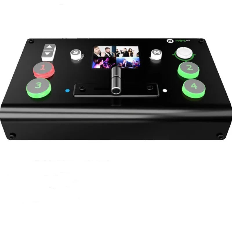 RGBLINK 4-way HDMI multi format switcher with 2.1-inch TFT screen and T-Bar switch