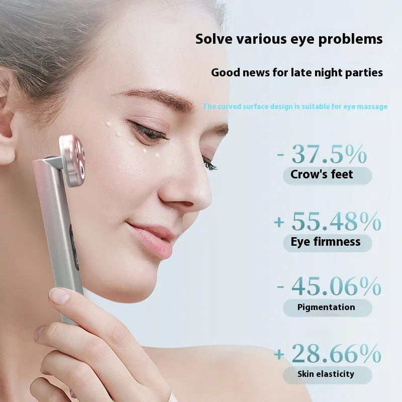 Gradient pink Cat's Paw Eye Beautification Instrument with micro-current vibration and colour light therapy functions