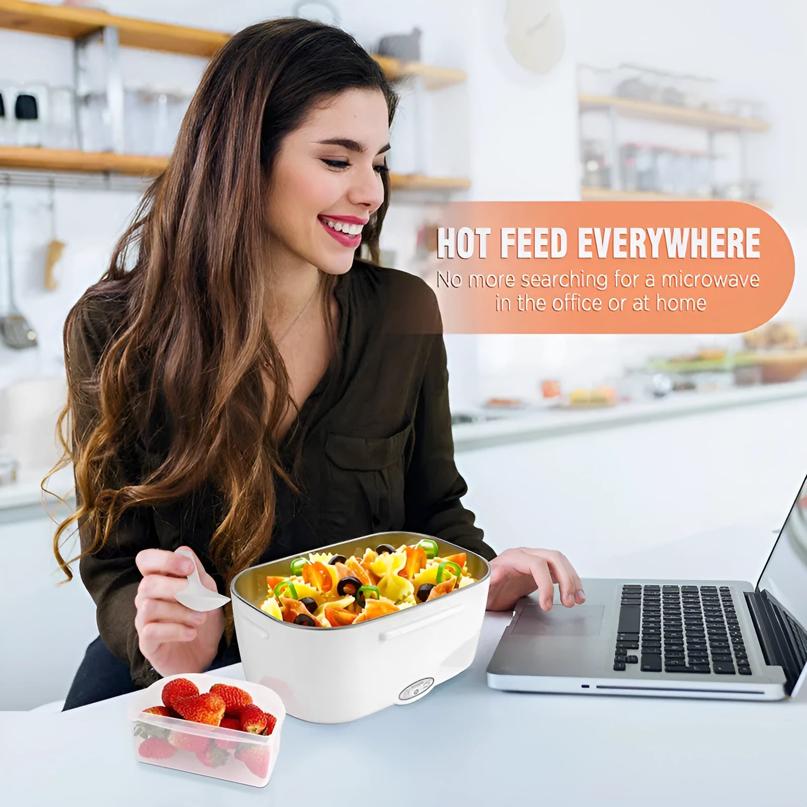 Grey dual-power electric lunch box for car and home use with 1.2 litre capacity.