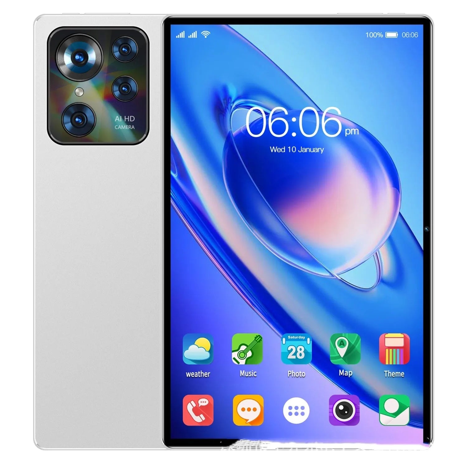 10-inch Tablet PC Smart Call Google Edition with 10.1-inch screen, available in black, blue, gold, and silver gray