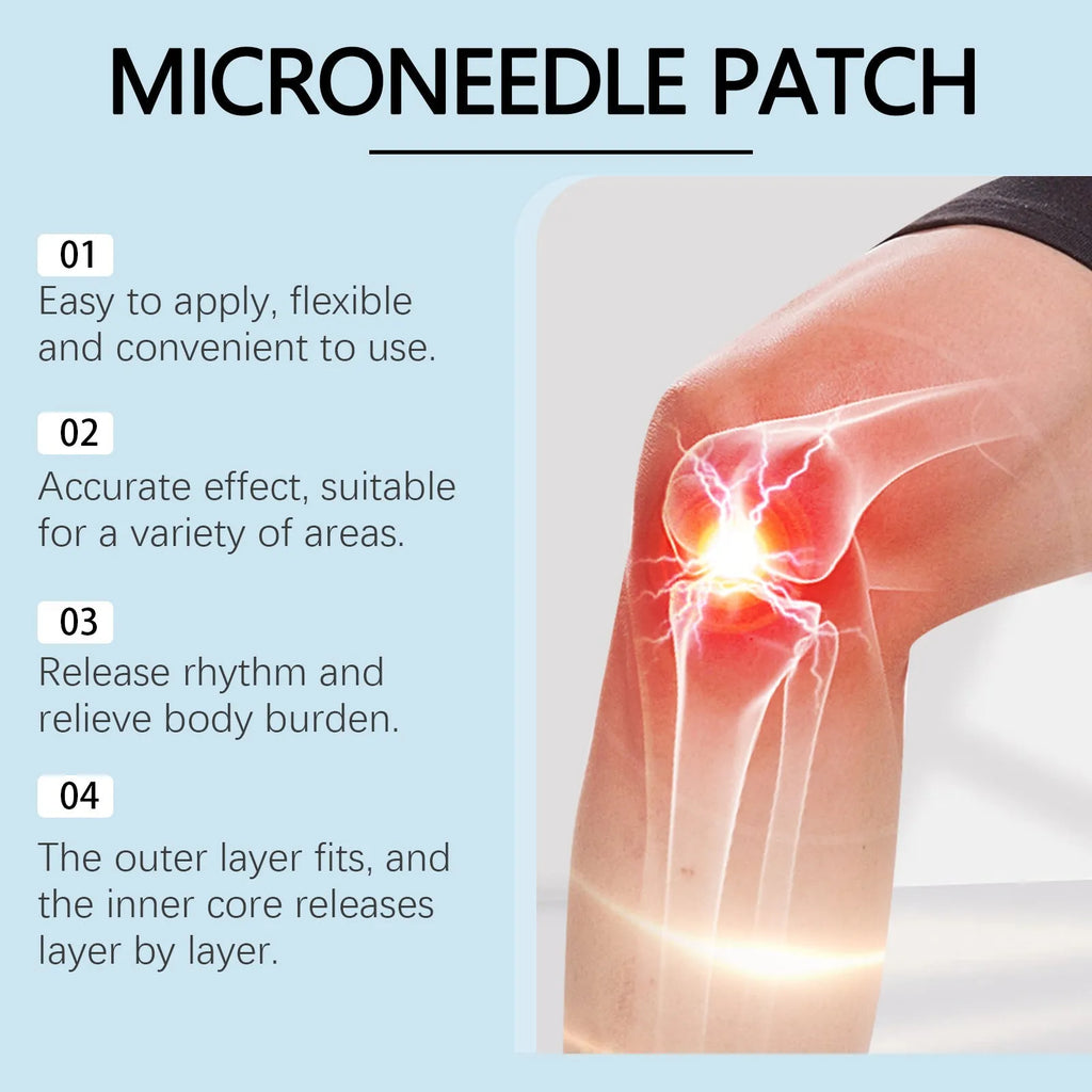 Hyaluronic acid joint relief microneedle patch pack of 4 with peony root and ginger botanical ingredients