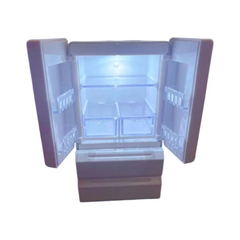 White plastic candy shop miniature model with light-up feature, dimensions 11.4cm tall