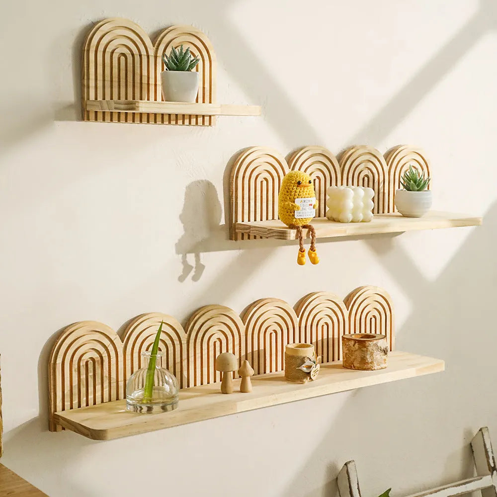 Multi-layer solid wood wall flower pot storage rack with six layers for home decoration