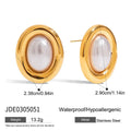 Stainless steel vintage pearl ear studs for women with electroplated finish in colour JDE0305051