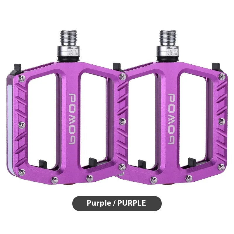 Pair of aluminium alloy bicycle pedals with integrated 710LED lights in black finish