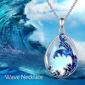 HAILANG women's necklace with moonstone blue alloy heart pendant showing love-themed design details