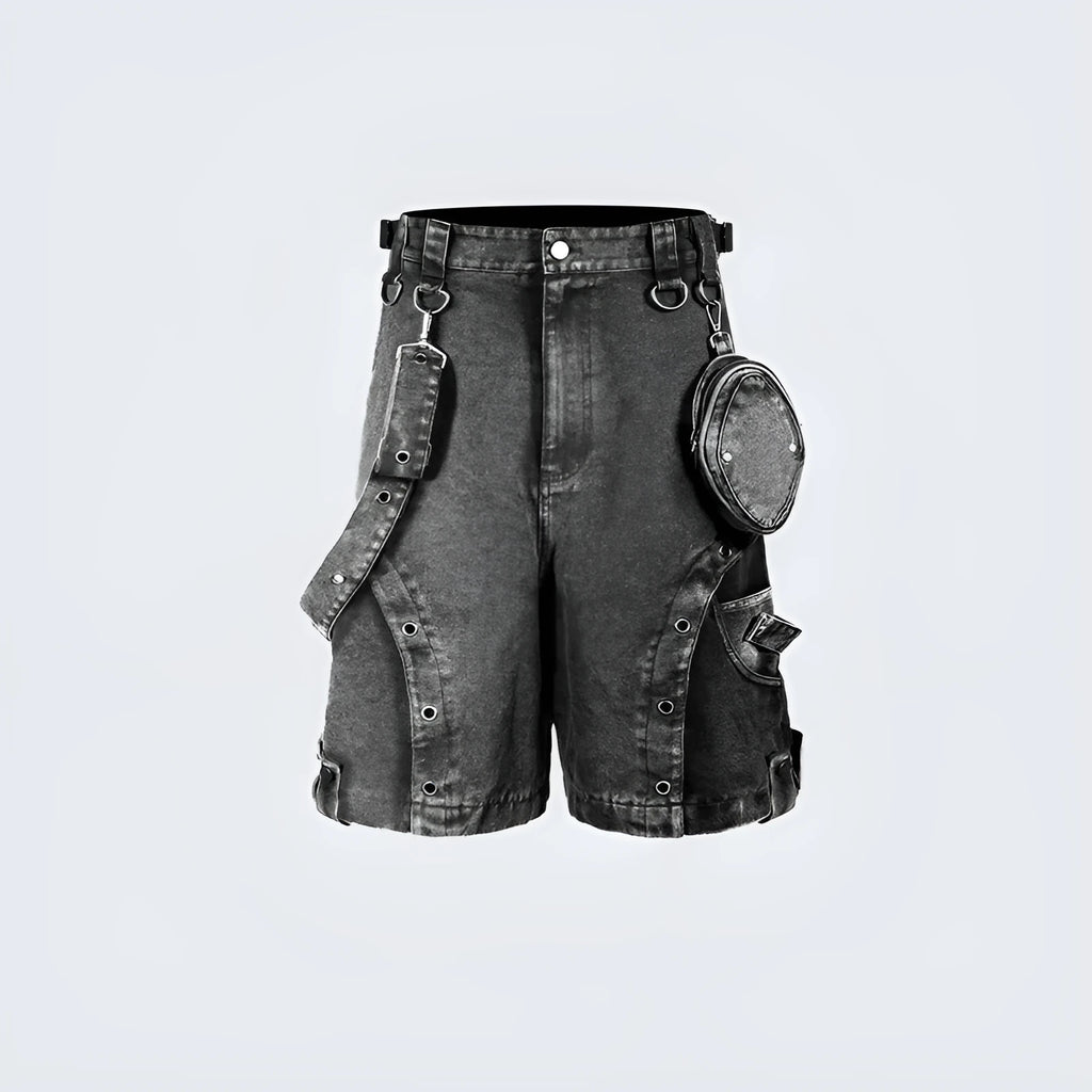 Retro high waist loose washed denim shorts in pearl canvas for women, front view, summer casual wear.