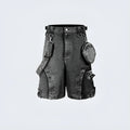 Retro high waist loose washed denim shorts in pearl canvas for women, front view, summer casual wear.