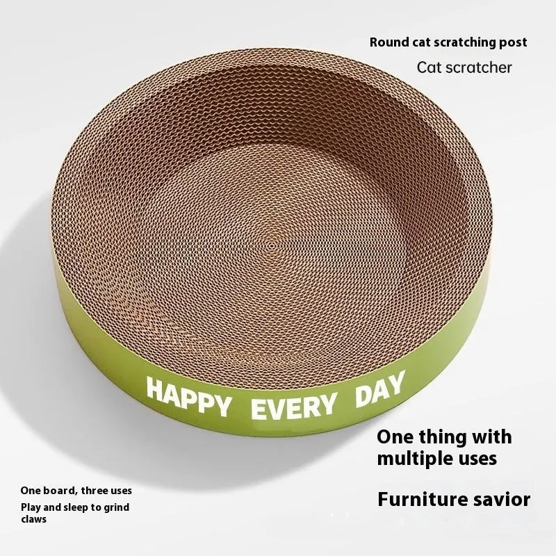 Green circular cat nest with integrated sisal scratching surface in 50cm and 55cm sizes