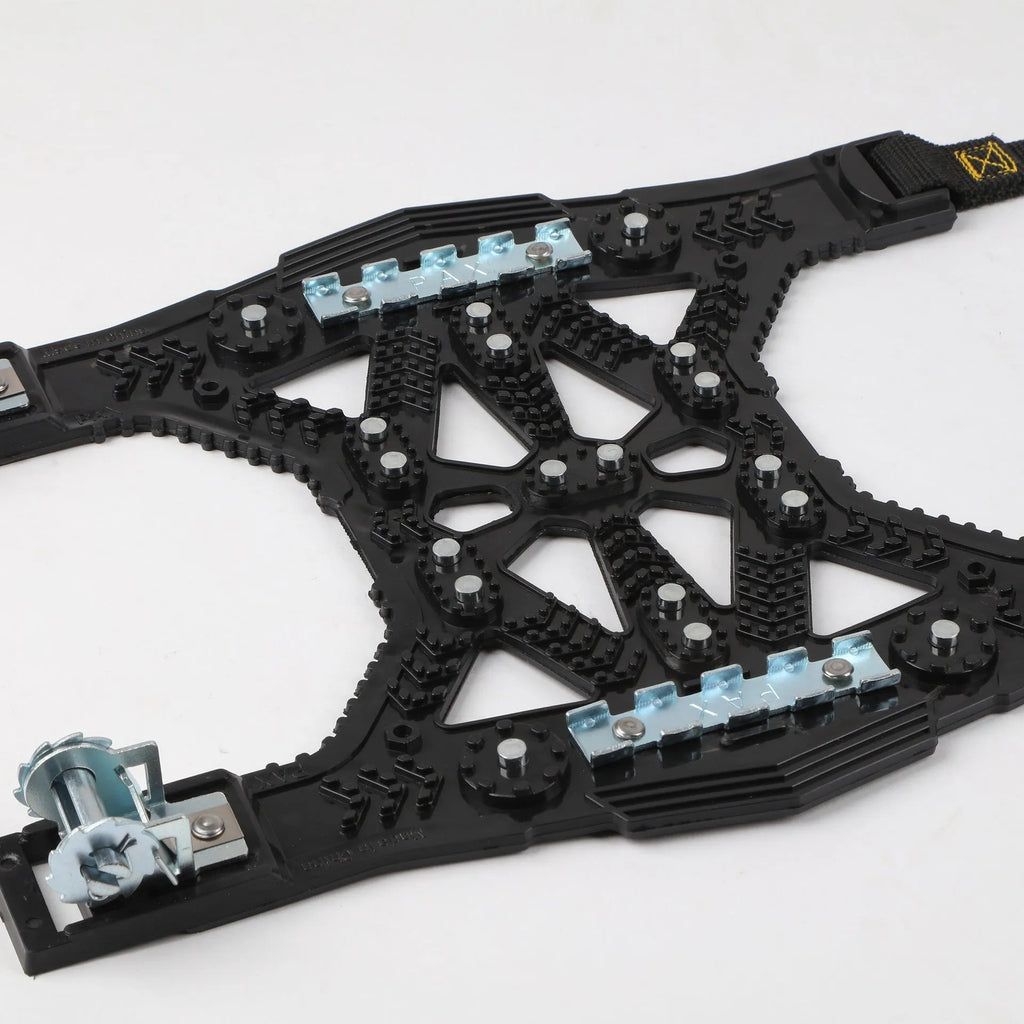 Universal steel plate gear nonskid chain for car SUV with installation tool, snow shovel, and gloves