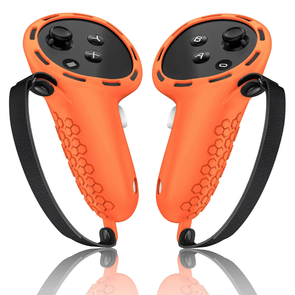 VR silicone handle protective sleeve for Meta Quest 3 in black colour showing anti-skid grip design
