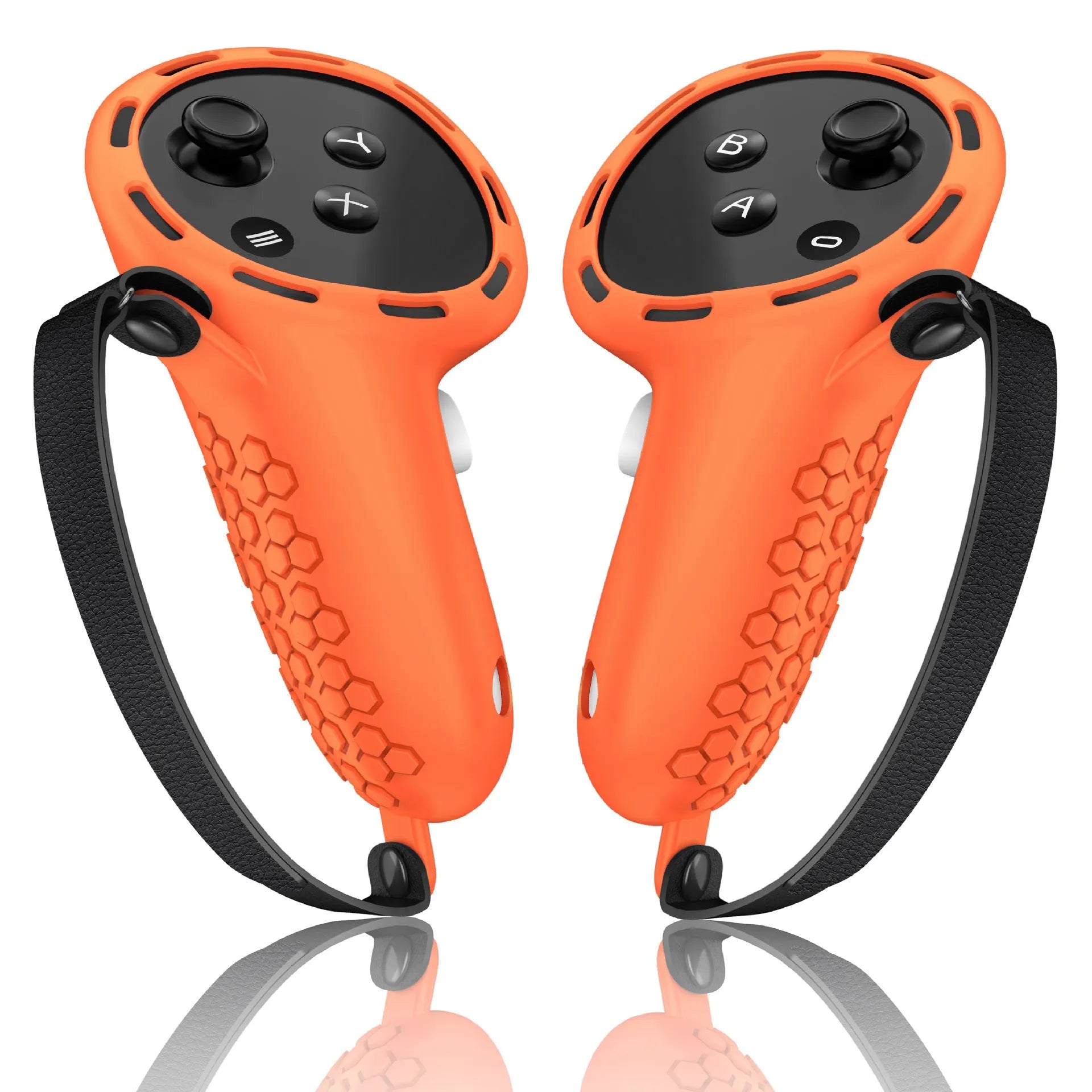 VR silicone handle protective sleeve for Meta Quest 3 in black colour showing anti-skid grip design