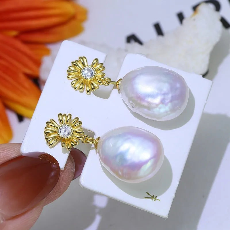 S925 sterling silver Baroque earring frames for DIY jewellery making in gold and silver colour options