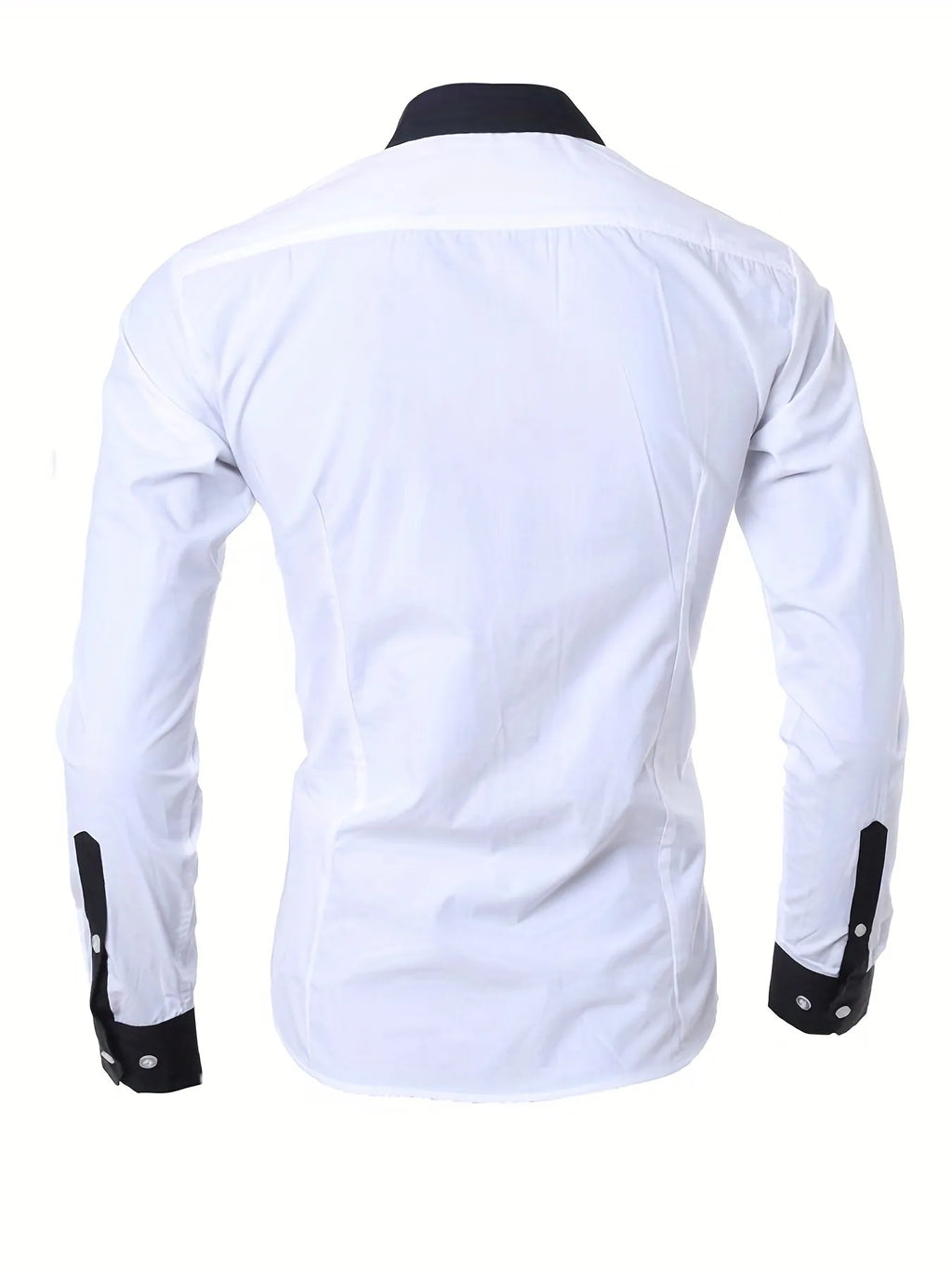 Men's long-sleeved colour-blocked shirt in white with contrasting colour panels on chest and sleeves