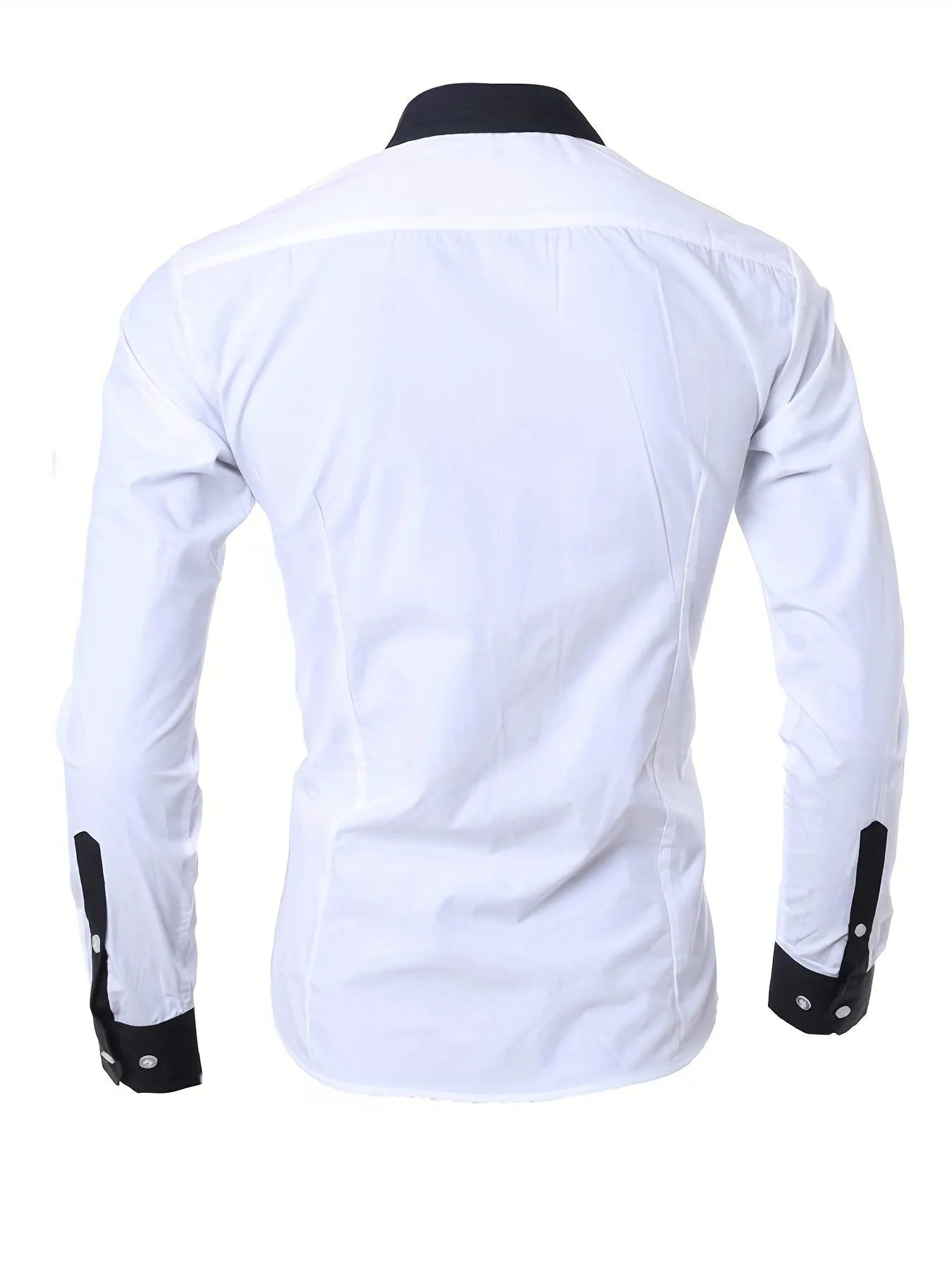 Men's long-sleeved colour-blocked shirt in white with contrasting colour panels on chest and sleeves