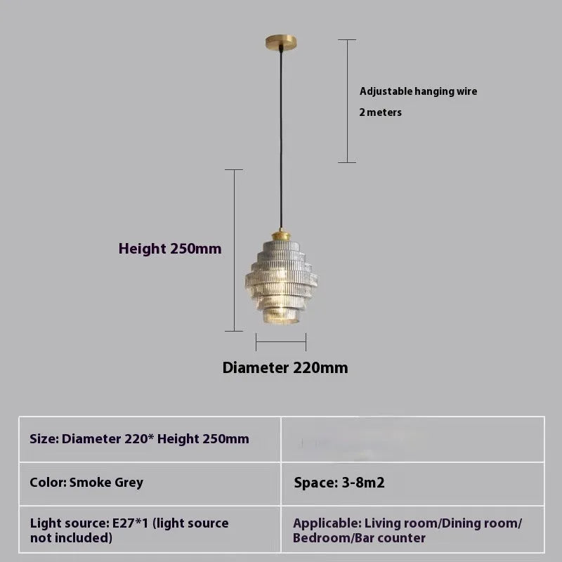 Modern simple small droplight pendant light in smoky gray for hallway or bedroom use