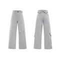 Cotton straight-leg men's trousers with heavy 3D stitching and micro-elastic construction in dark colours