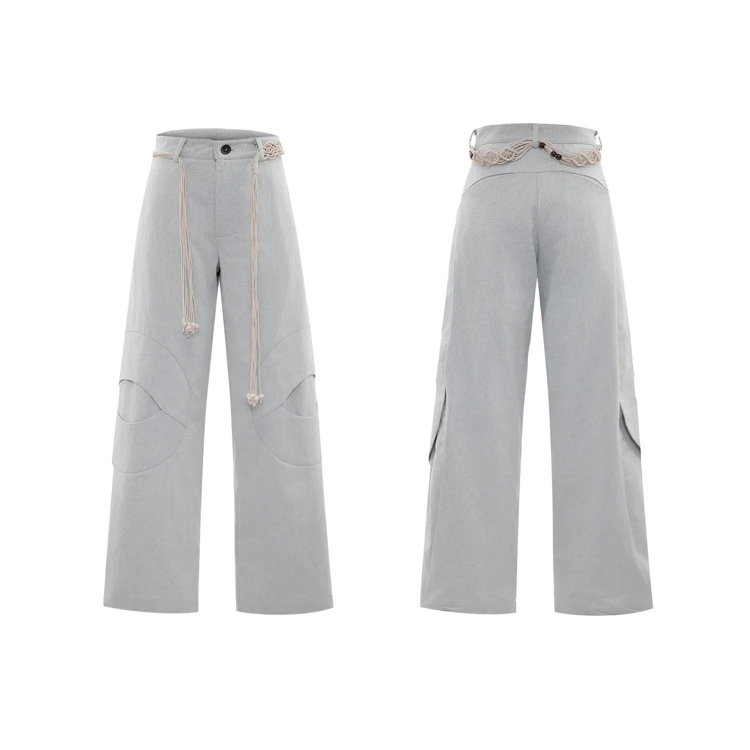 Cotton straight-leg men's trousers with heavy 3D stitching and micro-elastic construction in dark colours
