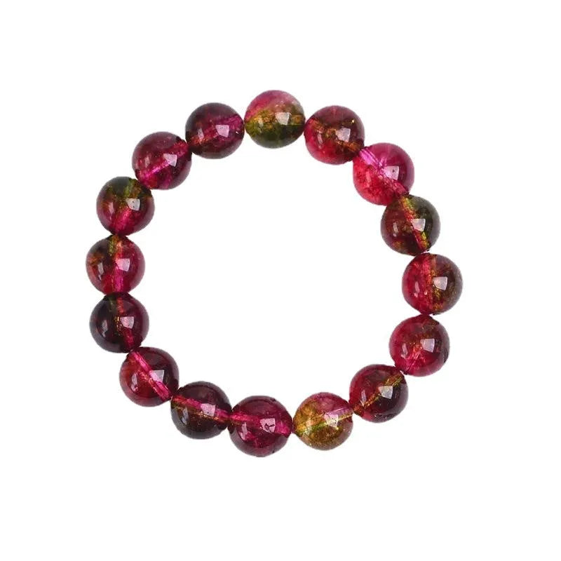 Watermelon crystal bracelet showing pastoral design on female wrist