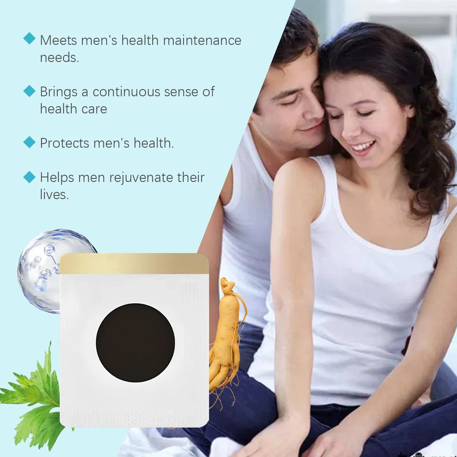 10 pieces herbal navel stickers with moxa leaf and Asian ginseng in adhesive bandage format