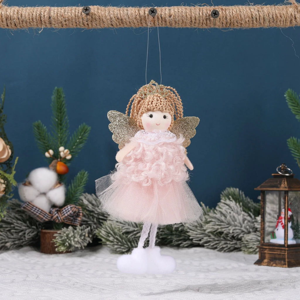 Christmas angel cloth pendant hair accessory in white, pink, and khaki colour options