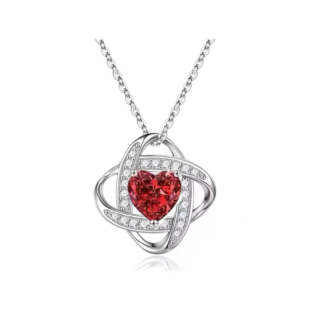 Ladies love necklace with heart shape pendant in platinum electroplated finish on copper chain