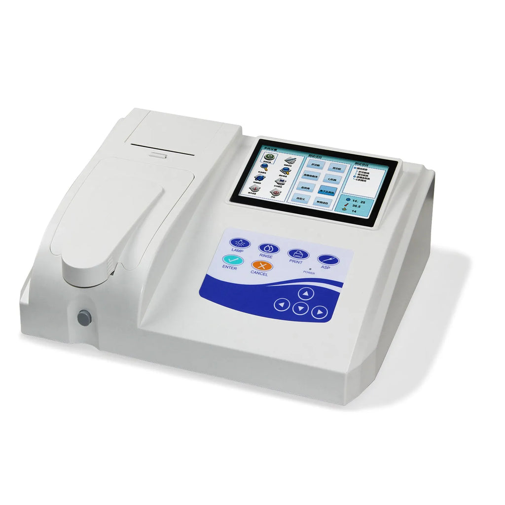 CONTEC BC300 semi-auto biochemistry blood analyser with touch screen and free thermal printer on lab bench