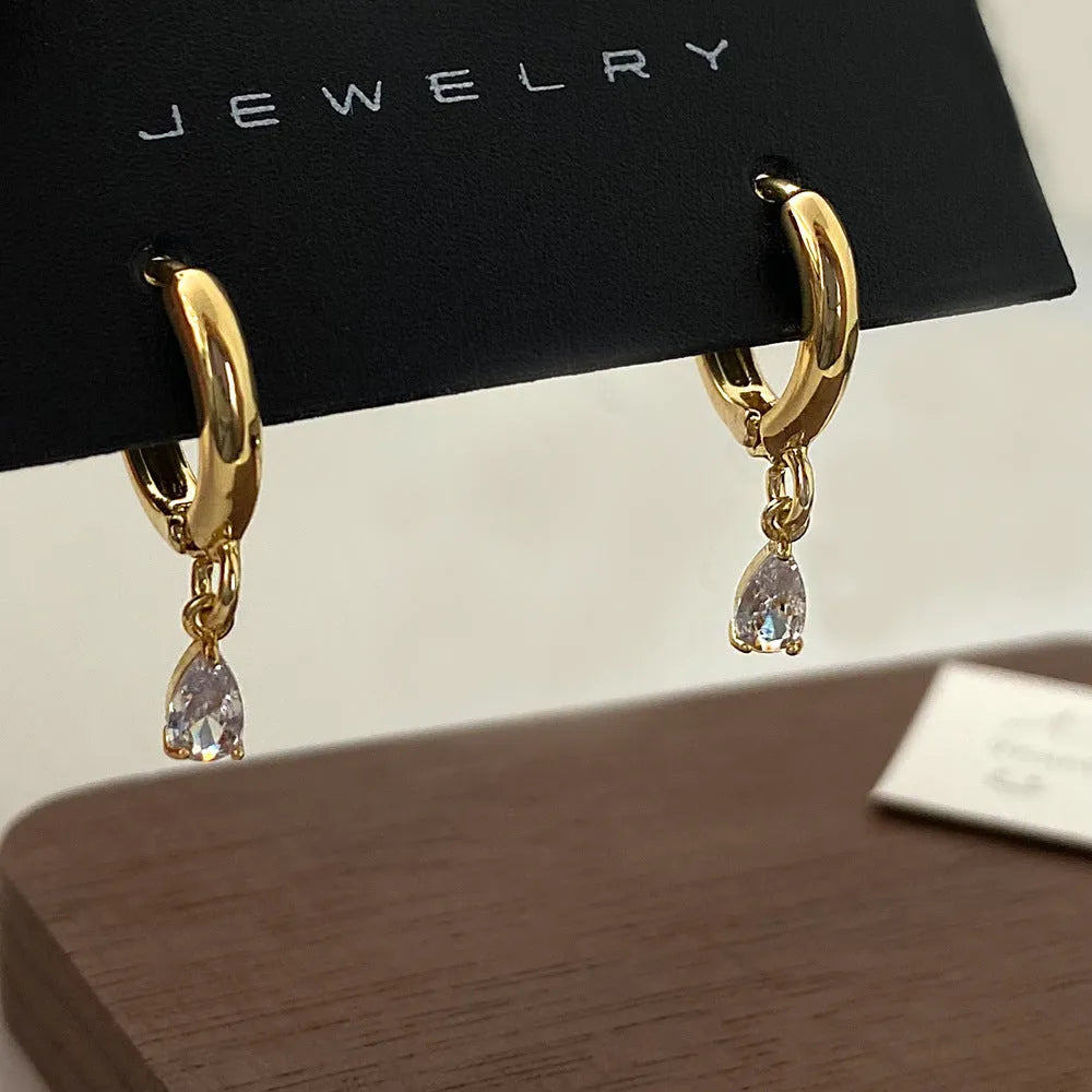 Zircon geometric jewellery set with necklace, earrings and anklet in Korean meteor shower style
