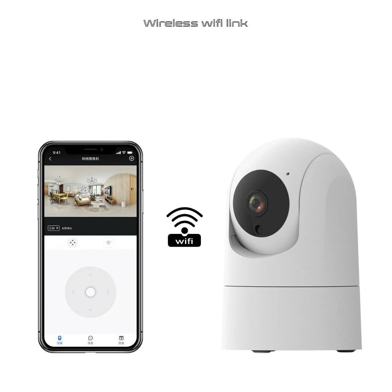 5G dual-band indoor shake head smart security camera on a white background.