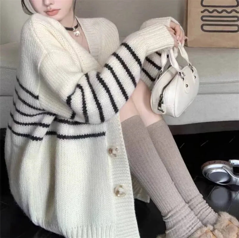 Women's polyester collar button cardigan with 3D pattern in Japanese Korean casual style