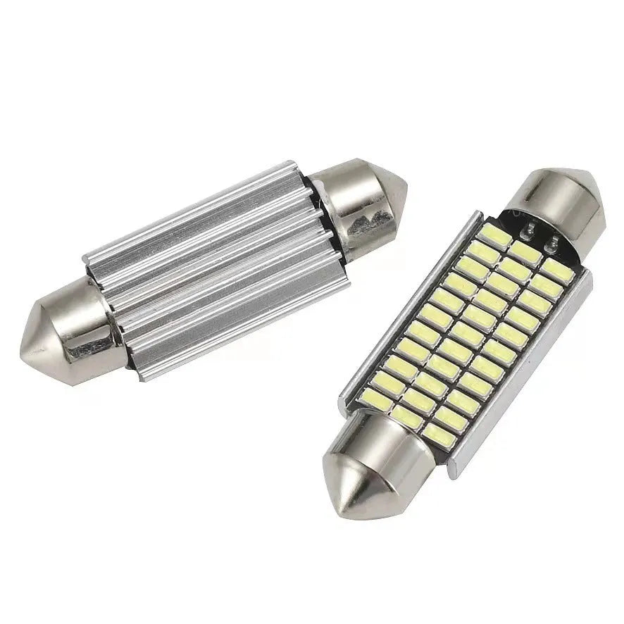 White aluminium car roof light with double tip design for license plate illumination and decoding functionality