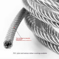 304 stainless steel security cable showing double twist construction and multiple diameter options