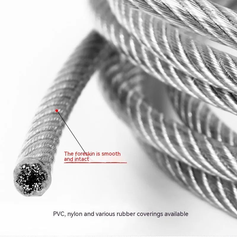 304 stainless steel security cable showing double twist construction and multiple diameter options