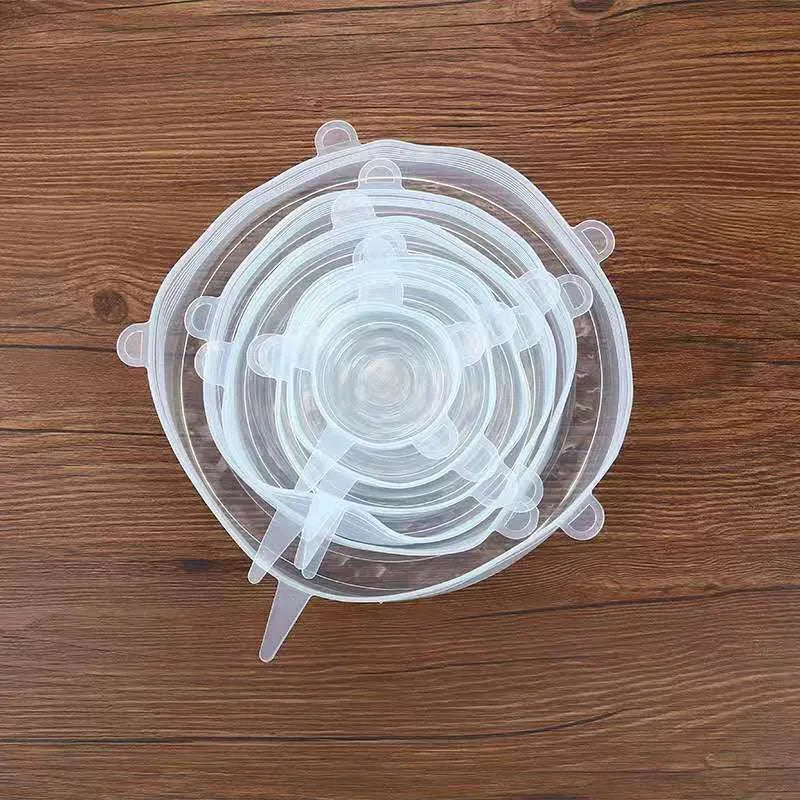 6 piece set of silicone stretch lids in six sizes from 6.5cm to 20.5cm, for bowls and jars