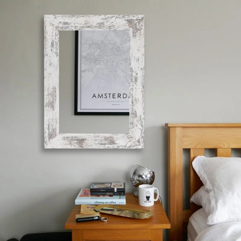 Wall-mounted pastoral style dressing mirror with retro Chinese design MDF frame