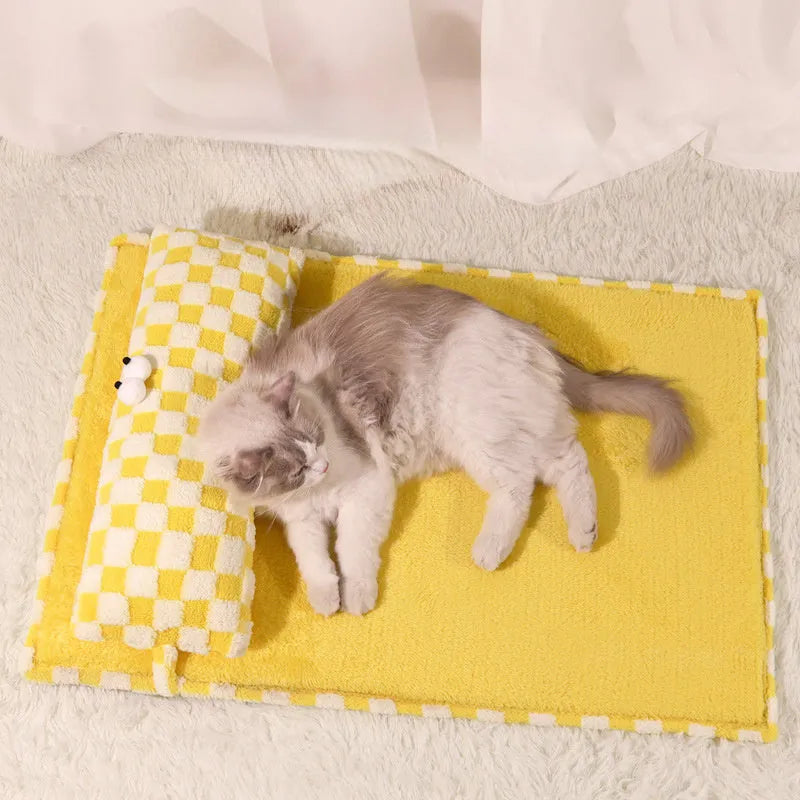 Gray cat nest mat with cushion for all-season kennel use, available in S M L XL sizes