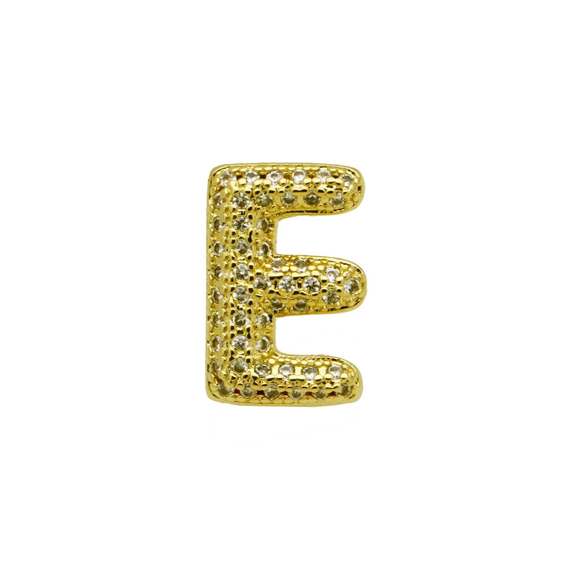 Retro trend copper letter bracelet with micro inlaid zirconium in gold finish on white background