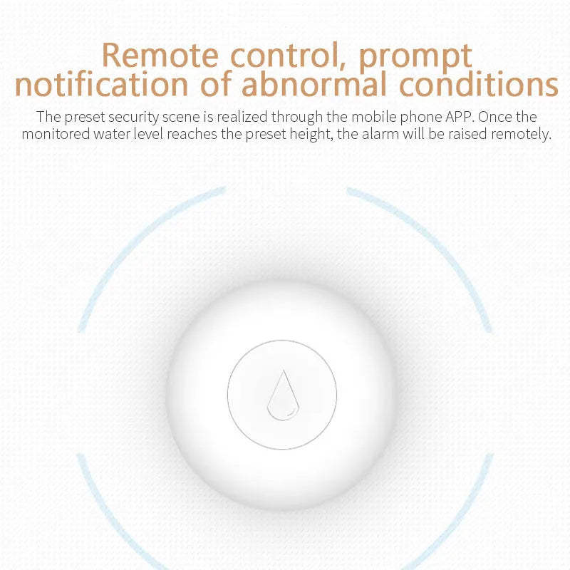 Zigbee wireless water leak sensor measuring 50mm by 17mm with FCC and CE certifications